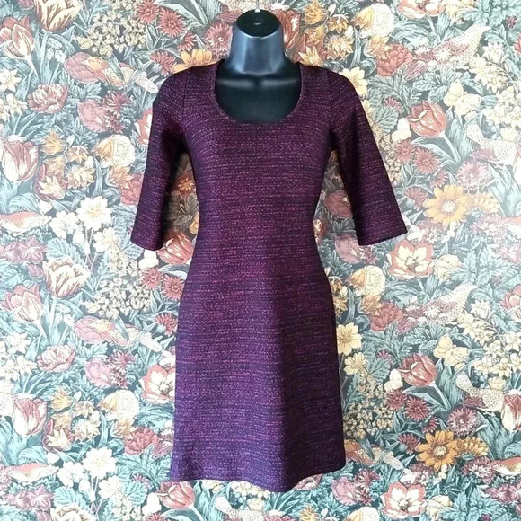 🇨🇦 Vintage Le Château Purple Knit Dress — 90s Minimal S - Picture 2 of 5